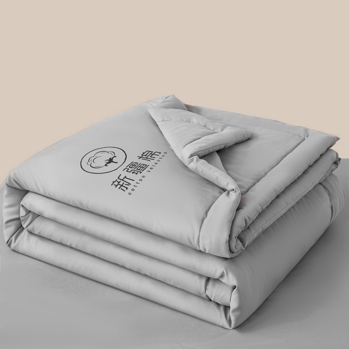91家纺网 家纺一手货源 找家纺 憨豆  2026新款撞色双拼新疆棉花被夏被无印风水洗棉空调被夏凉被子（常年有货） 棉朵-简约灰