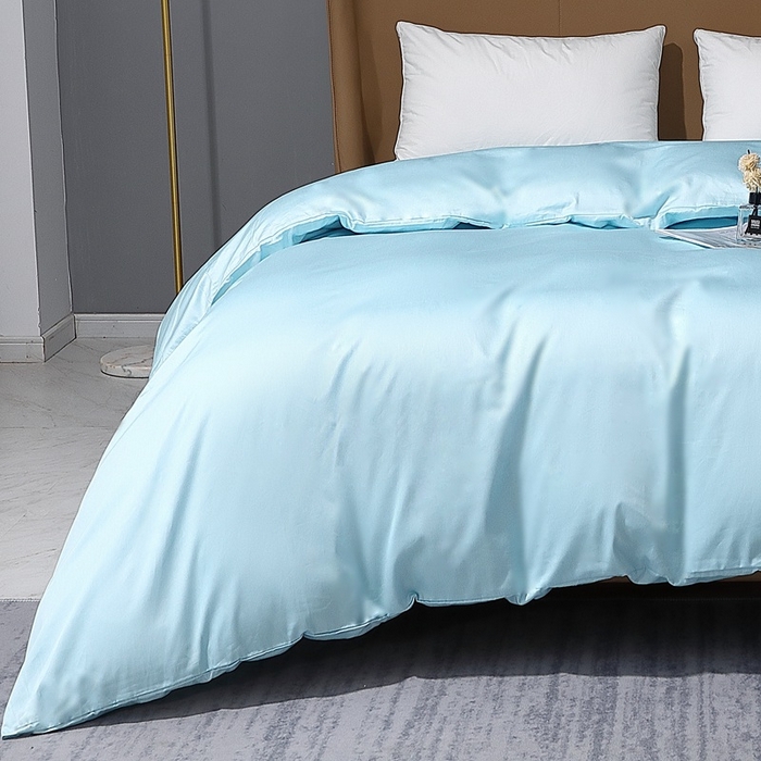 91家纺网 家纺一手货源 找家纺 晶缦家纺 2026新全棉A类纯棉100支贡缎长绒棉纯色多规格单被套 被套单件-绮云系列 绮云-浅天蓝