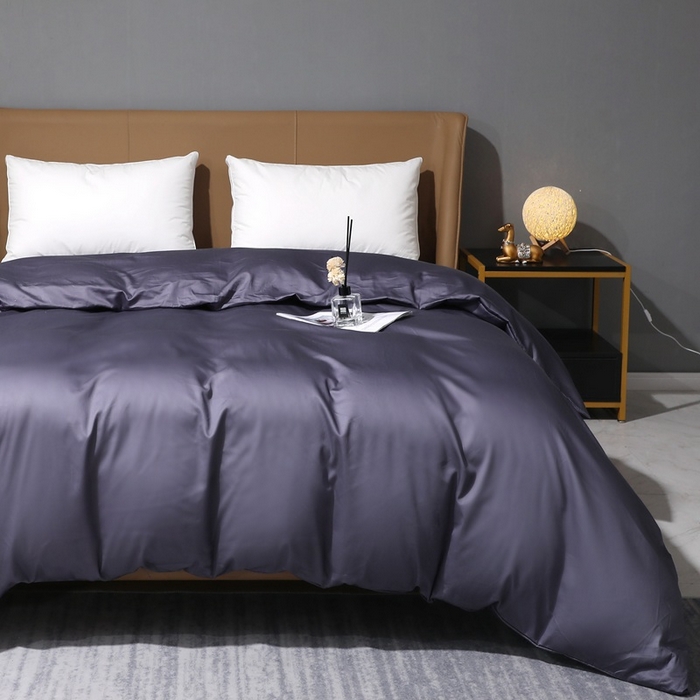 91家纺网 家纺一手货源 找家纺 晶缦家纺 2026新全棉A类纯棉100支贡缎长绒棉纯色多规格单被套 被套单件-绮云系列 绮云-深度灰