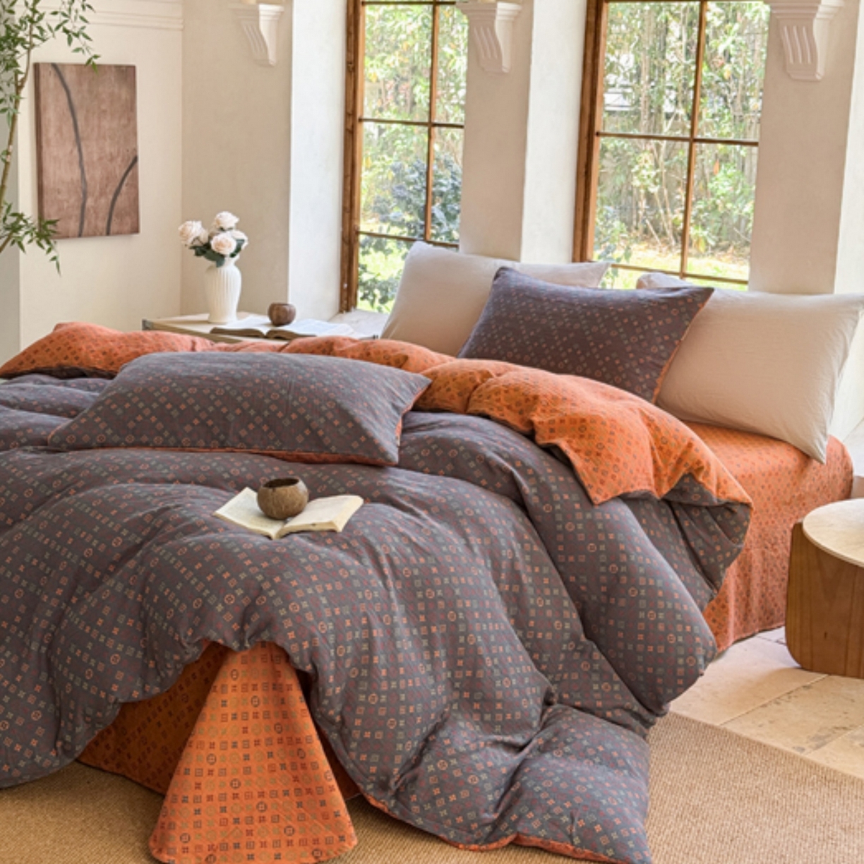 91家纺网 家纺一手货源 找家纺 （总）芯丝路枕业 2026新款色织双层纱暗合款四件套