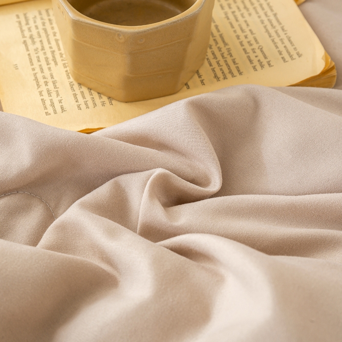 91家纺网 家纺一手货源 找家纺 憨豆  2026新款撞色双拼新疆棉花被夏被无印风水洗棉空调被夏凉被子（常年有货） 棉朵-卡其灰