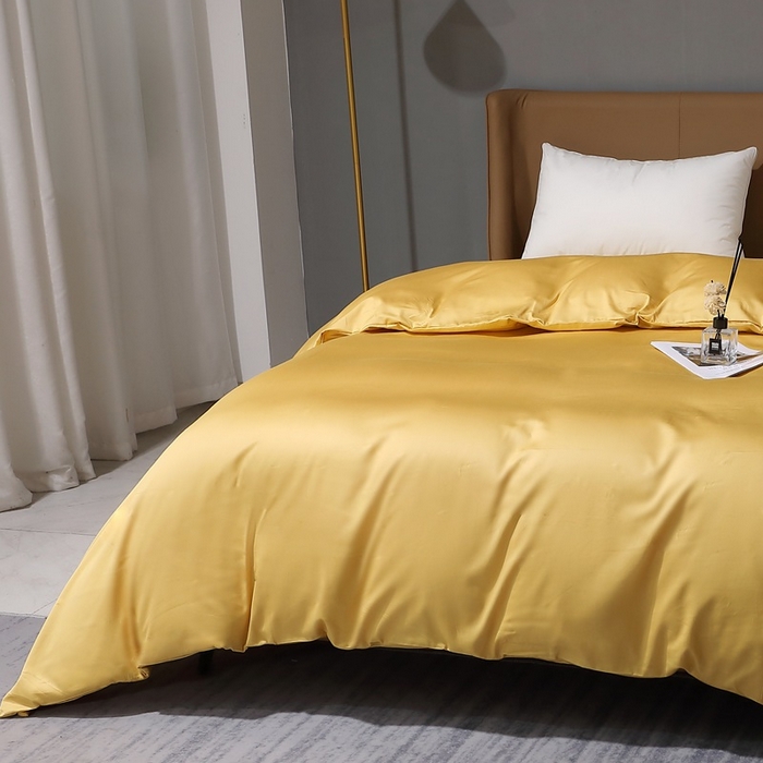 91家纺网 家纺一手货源 找家纺 晶缦家纺 2026新全棉A类纯棉100支贡缎长绒棉纯色多规格单被套 被套单件-绮云系列 绮云-玉米黄