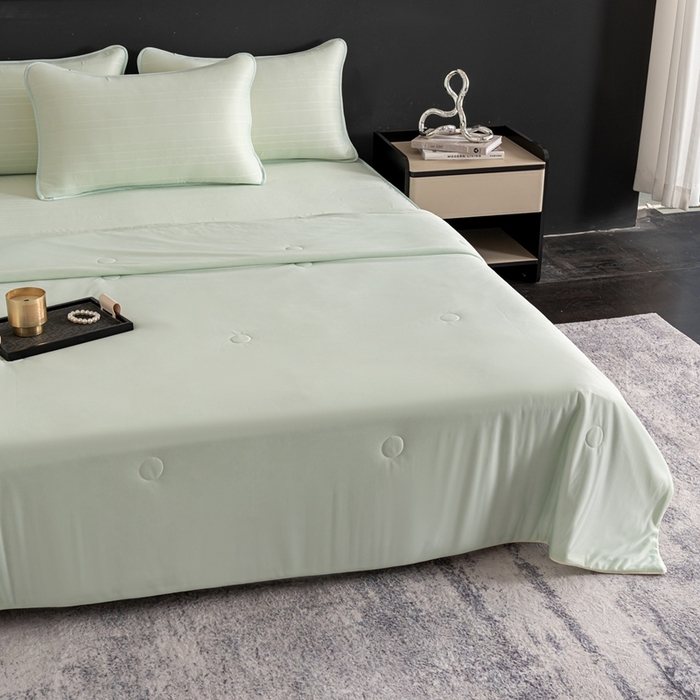 91家纺网 家纺一手货源 找家纺 香澜雅室 2026新款凉感丝床笠夏被四件套 薄荷绿（其他规格可定制）