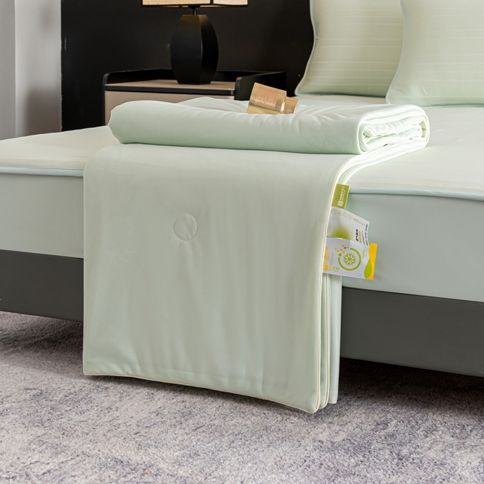 91家纺网 家纺一手货源 找家纺 香澜雅室 2026新款凉感丝床笠夏被四件套 薄荷绿（其他规格可定制）