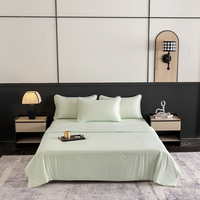 香澜雅室 2026新款凉感丝床笠夏被四件套 薄荷绿（其他规格可定制）
