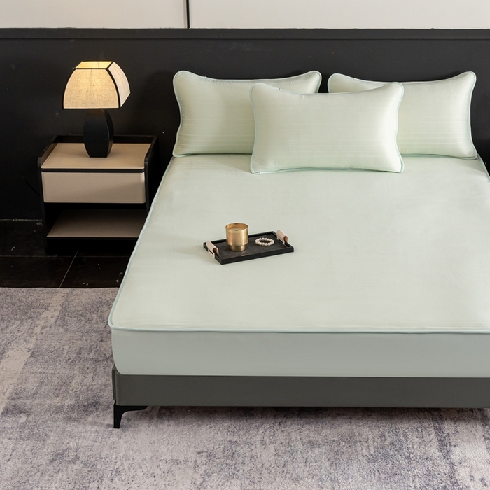 91家纺网 家纺一手货源 找家纺 香澜雅室 2026新款凉感丝床笠夏被四件套 薄荷绿（其他规格可定制）