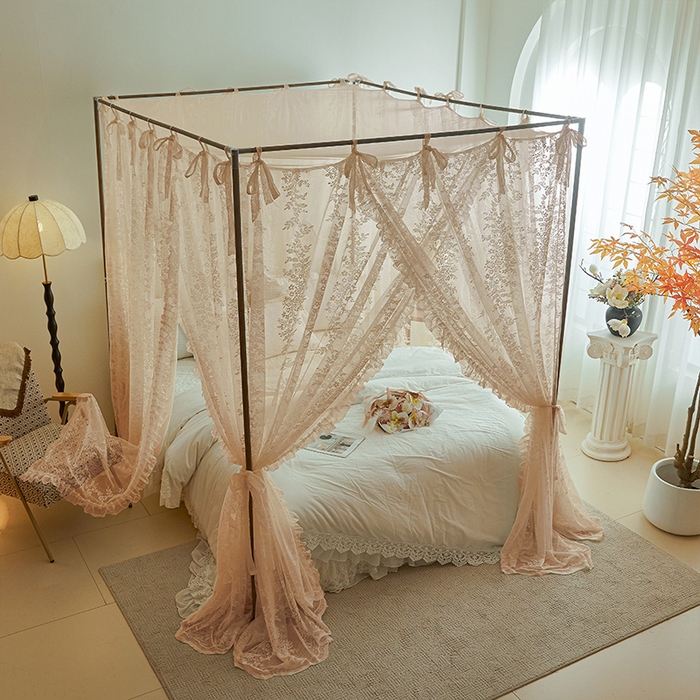 91家纺网 家纺一手货源 找家纺 都市缘蚊帐 2026新款春夏落地豪华高端蕾丝提花款导轨蚊帐-玫瑰庄园-905款 905玫瑰庄园-奶油玉