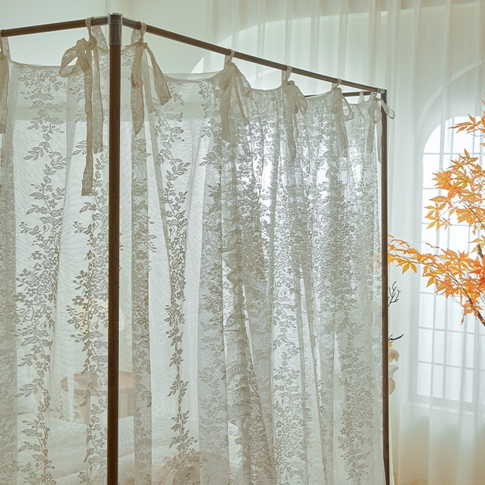 91家纺网 家纺一手货源 找家纺 都市缘蚊帐 2026新款春夏落地豪华高端蕾丝提花款导轨蚊帐-玫瑰庄园-905款 905玫瑰庄园-奶油白