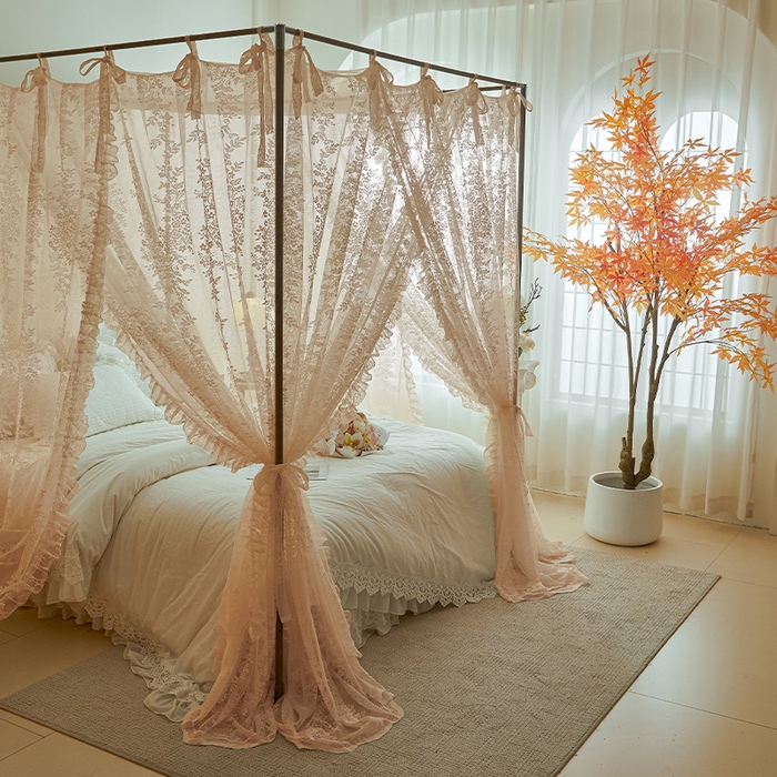 91家纺网 家纺一手货源 找家纺 都市缘蚊帐 2026新款春夏落地豪华高端蕾丝提花款导轨蚊帐-玫瑰庄园-905款 905玫瑰庄园-奶油玉