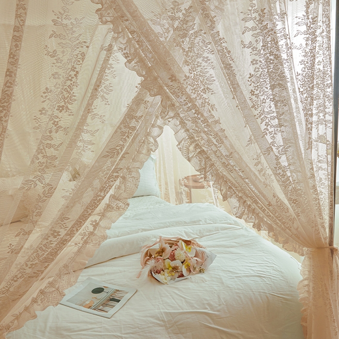 91家纺网 家纺一手货源 找家纺 都市缘蚊帐 2026新款春夏落地豪华高端蕾丝提花款导轨蚊帐-玫瑰庄园-905款 905玫瑰庄园-奶油玉