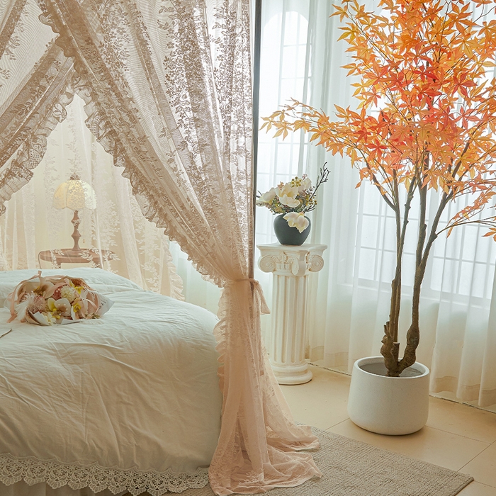91家纺网 家纺一手货源 找家纺 都市缘蚊帐 2026新款春夏落地豪华高端蕾丝提花款导轨蚊帐-玫瑰庄园-905款 905玫瑰庄园-奶油玉