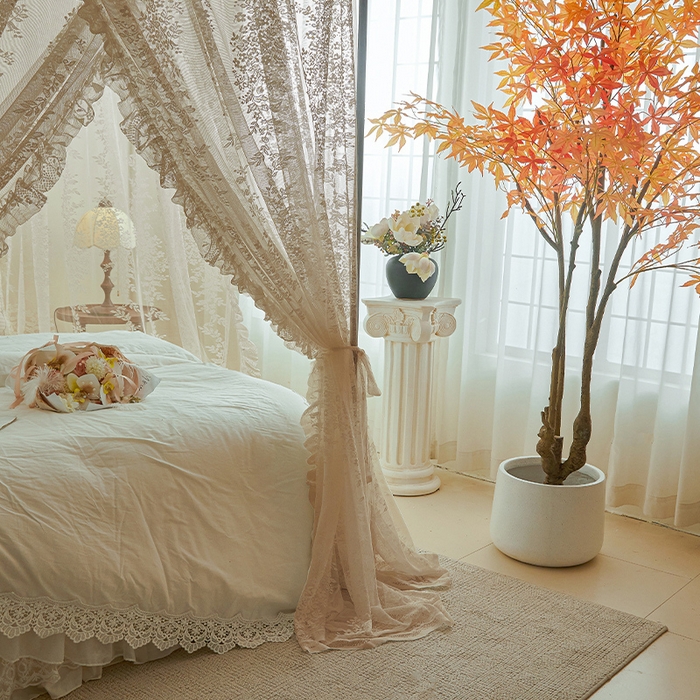 91家纺网 家纺一手货源 找家纺 都市缘蚊帐 2026新款春夏落地豪华高端蕾丝提花款导轨蚊帐-玫瑰庄园-905款 905玫瑰庄园-奶油杏