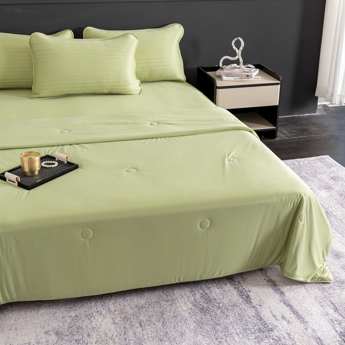 91家纺网 家纺一手货源 找家纺 香澜雅室 2026新款凉感丝床笠夏被四件套 超凡绿（其他规格可定制）