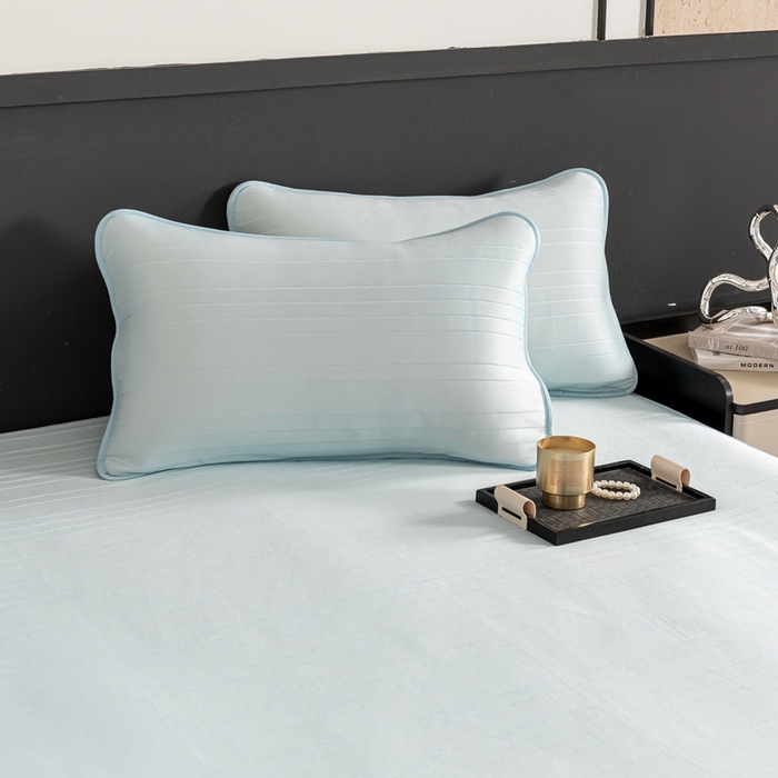 91家纺网 家纺一手货源 找家纺 香澜雅室 2026新款凉感丝床笠夏被四件套 光晕蓝（其他规格可定制）