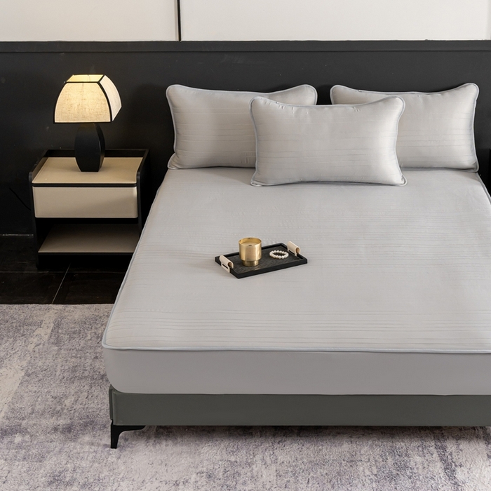 91家纺网 家纺一手货源 找家纺 香澜雅室 2026新款凉感丝床笠夏被四件套 米灰色（其他规格可定制）