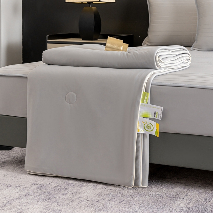 91家纺网 家纺一手货源 找家纺 香澜雅室 2026新款凉感丝床笠夏被四件套 米灰色（其他规格可定制）