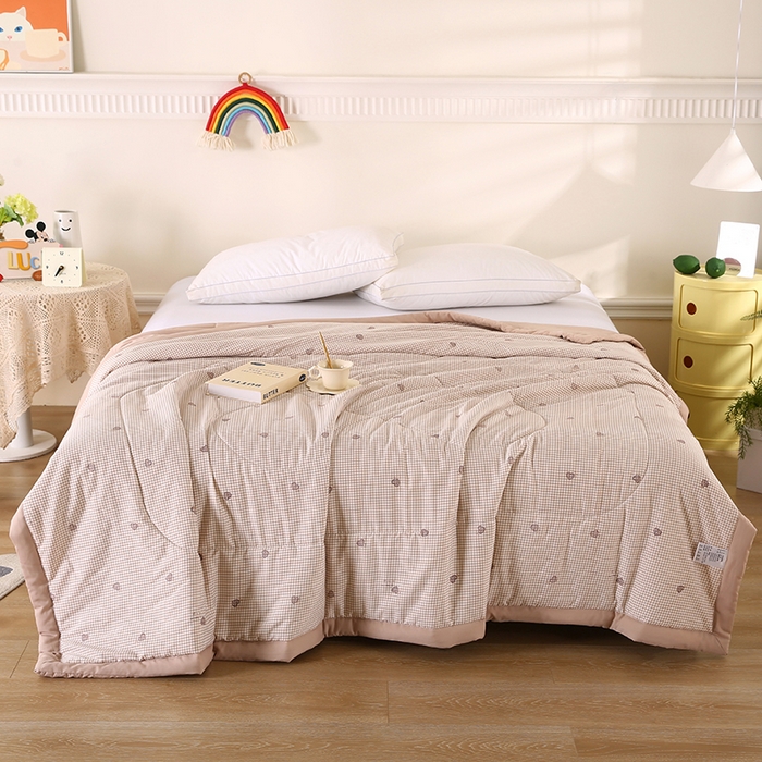 欧朵 2026新款A类水洗棉夏被系列 爱心格