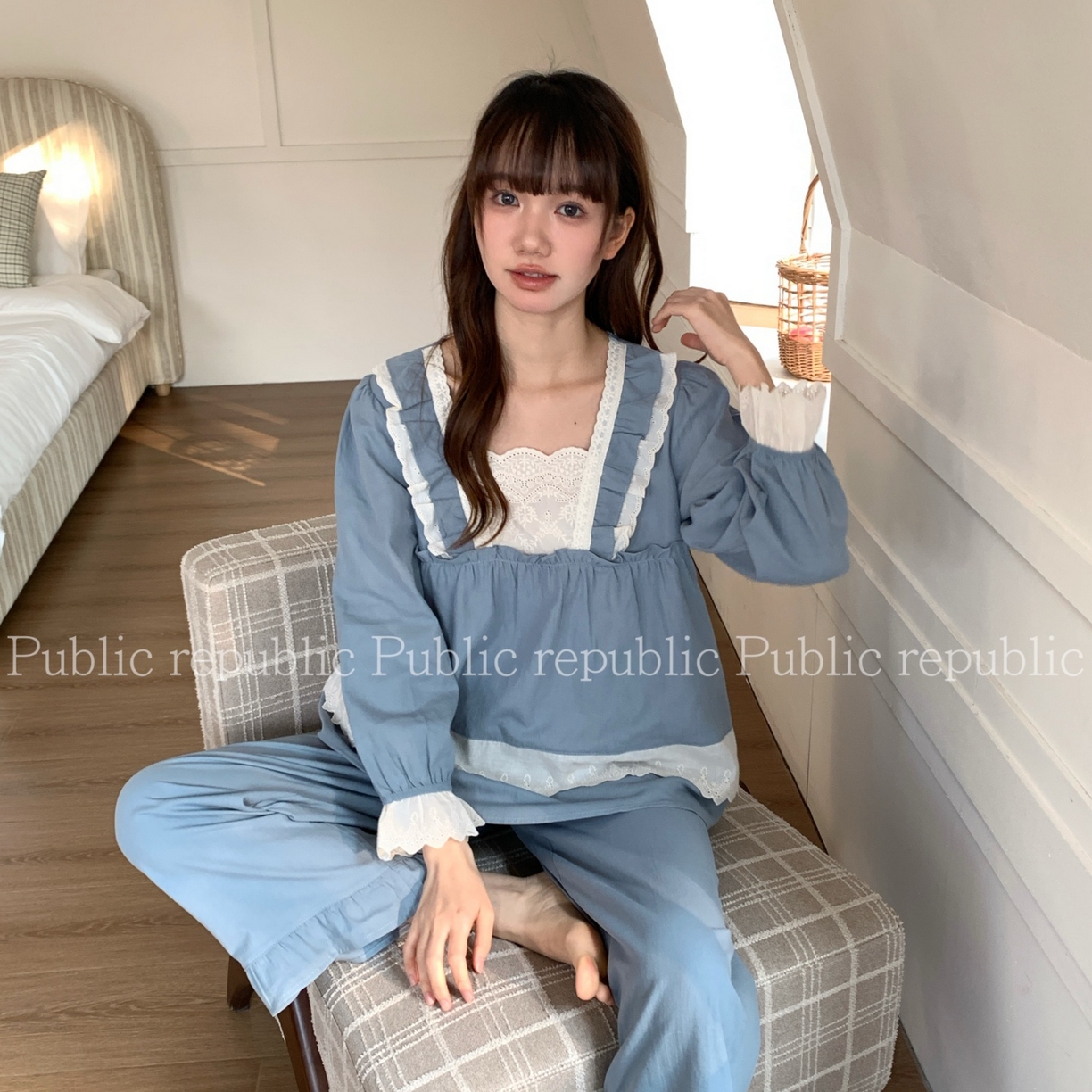 91家纺网 家纺一手货源 找家纺 （总）妍景家居生活馆 2026新款格韩系法式宫廷方领花边纯棉套装