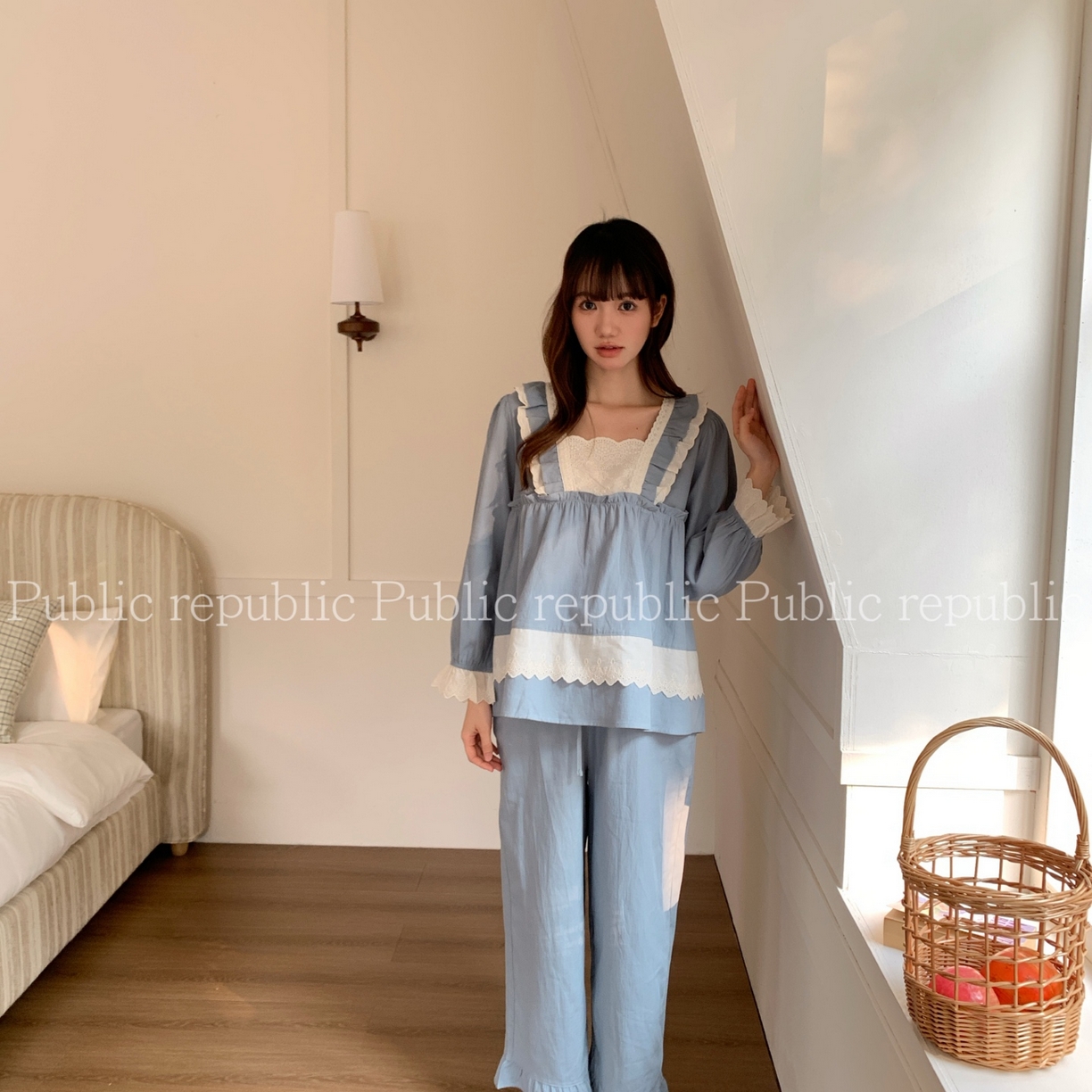 91家纺网 家纺一手货源 找家纺 （总）妍景家居生活馆 2026新款格韩系法式宫廷方领花边纯棉套装