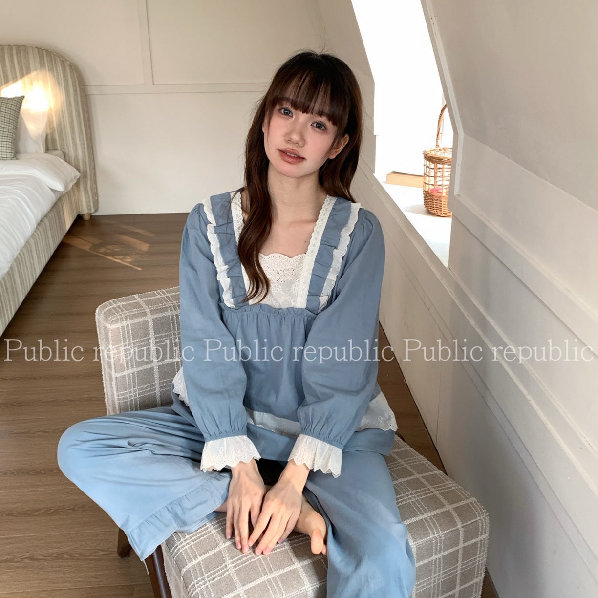 （总）妍景家居生活馆 2026新款格韩系法式宫廷方领花边纯棉套装