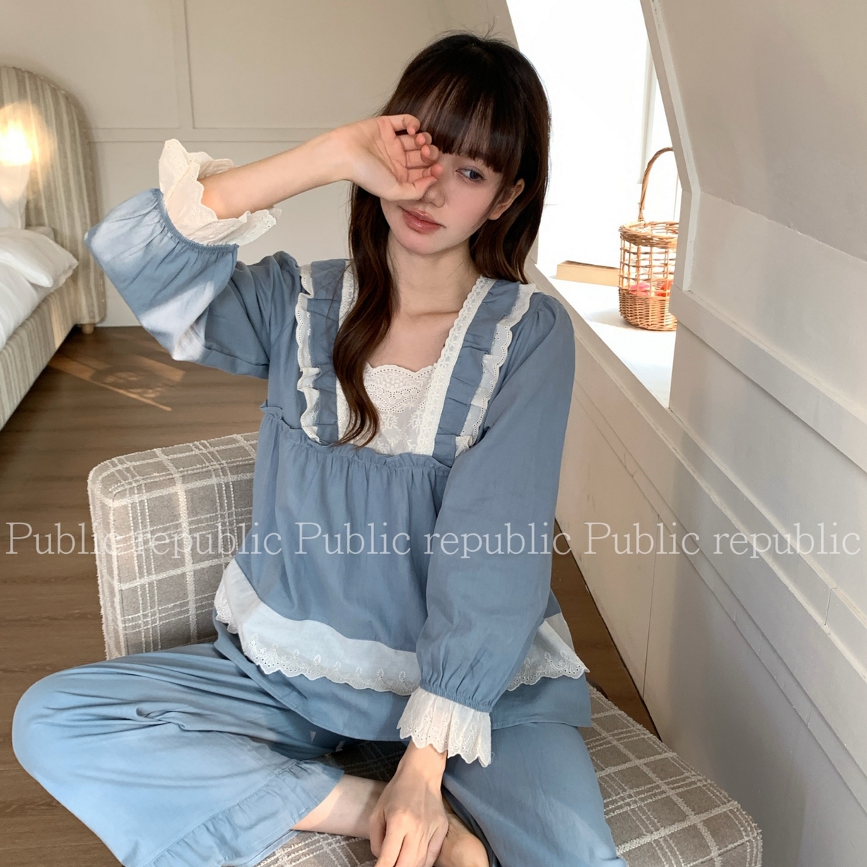 91家纺网 家纺一手货源 找家纺 （总）妍景家居生活馆 2026新款格韩系法式宫廷方领花边纯棉套装