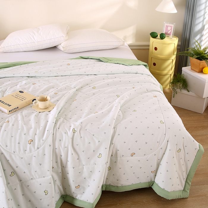 91家纺网 家纺一手货源 找家纺 欧朵 2026新款A类水洗棉夏被系列 爱心蝴蝶结