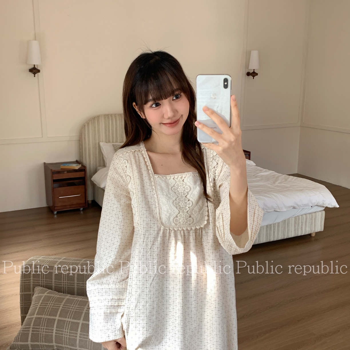 91家纺网 家纺一手货源 找家纺 （总）妍景家居生活馆 2026新款韩系方领刺绣印花睡裙