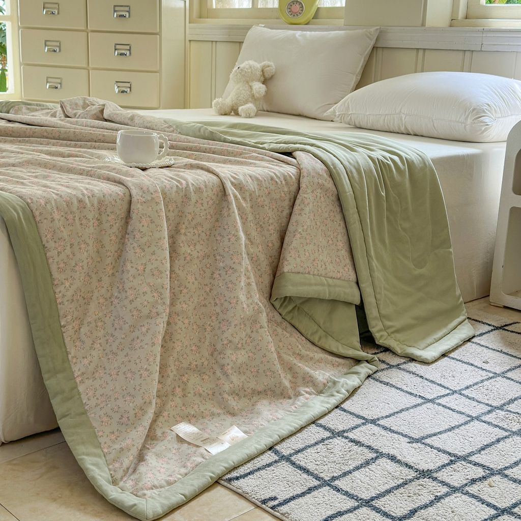 91家纺网 家纺一手货源 找家纺 （总）芯丝路枕业 2026新款印花双层纱夏被