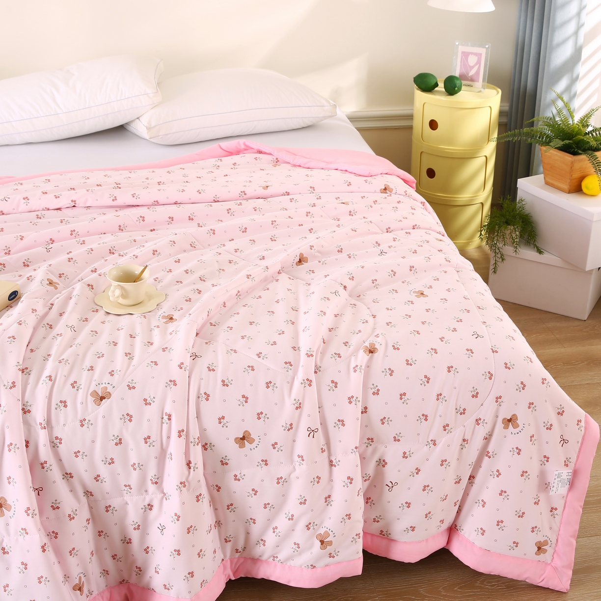 91家纺网 家纺一手货源 找家纺 欧朵 2026新款A类水洗棉夏被系列 蝴蝶花