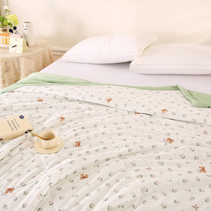 91家纺网 家纺一手货源 找家纺 欧朵 2026新款A类水洗棉夏被系列 蝴蝶结