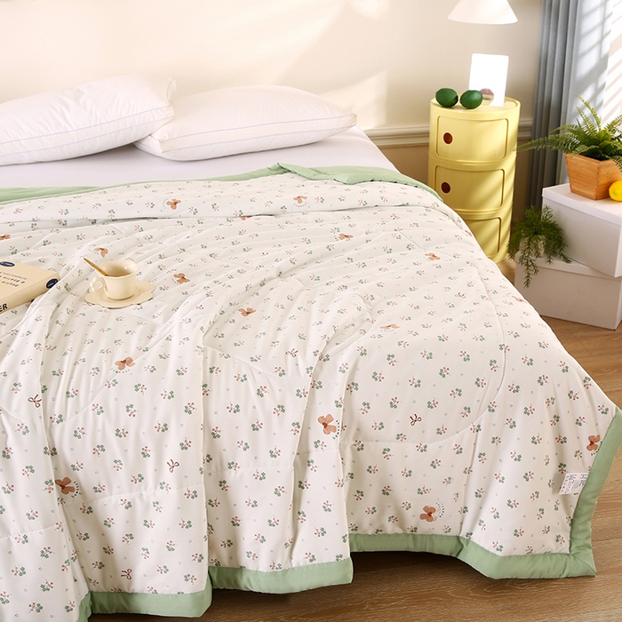 91家纺网 家纺一手货源 找家纺 欧朵 2026新款A类水洗棉夏被系列 蝴蝶结