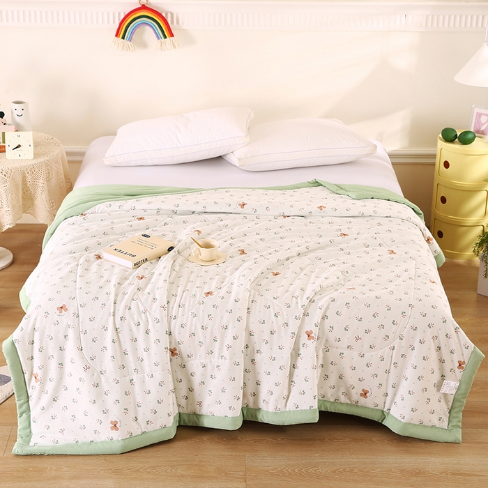 91家纺网 家纺一手货源 找家纺 欧朵 2026新款A类水洗棉夏被系列 蝴蝶结