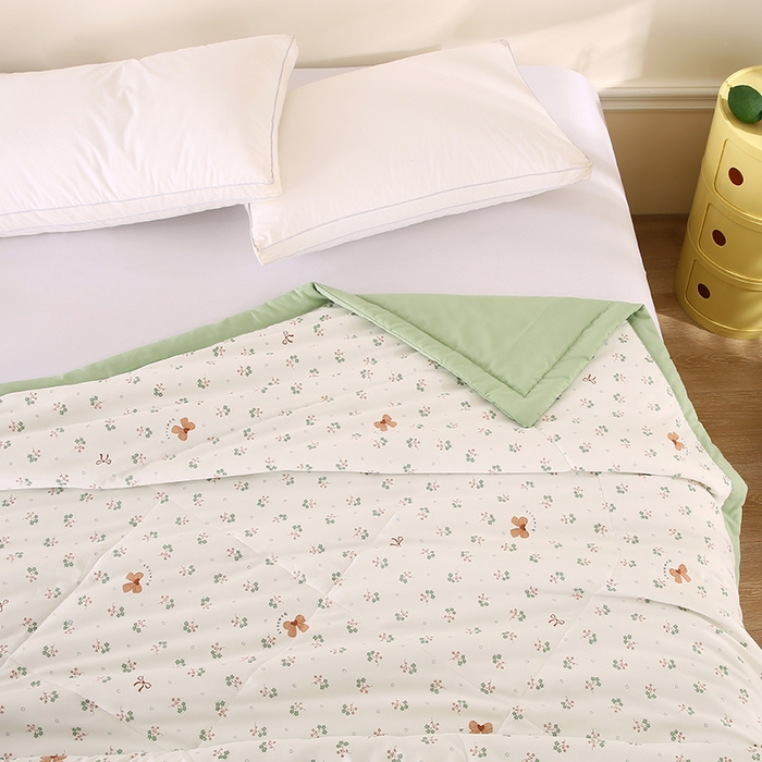 91家纺网 家纺一手货源 找家纺 欧朵 2026新款A类水洗棉夏被系列 蝴蝶结