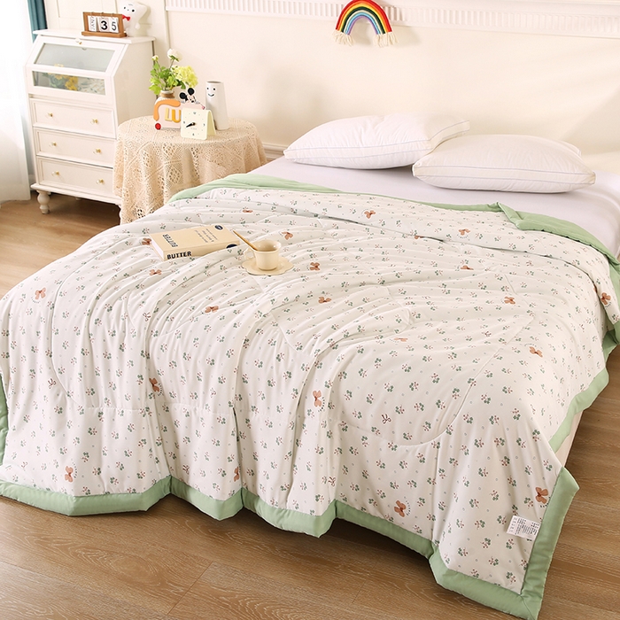 91家纺网 家纺一手货源 找家纺 欧朵 2026新款A类水洗棉夏被系列 蝴蝶结