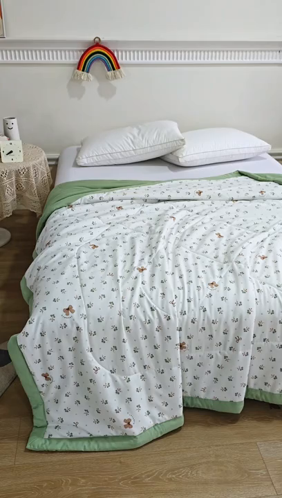 91家纺网 家纺一手货源 找家纺 欧朵 2026新款A类水洗棉夏被系列 蝴蝶结