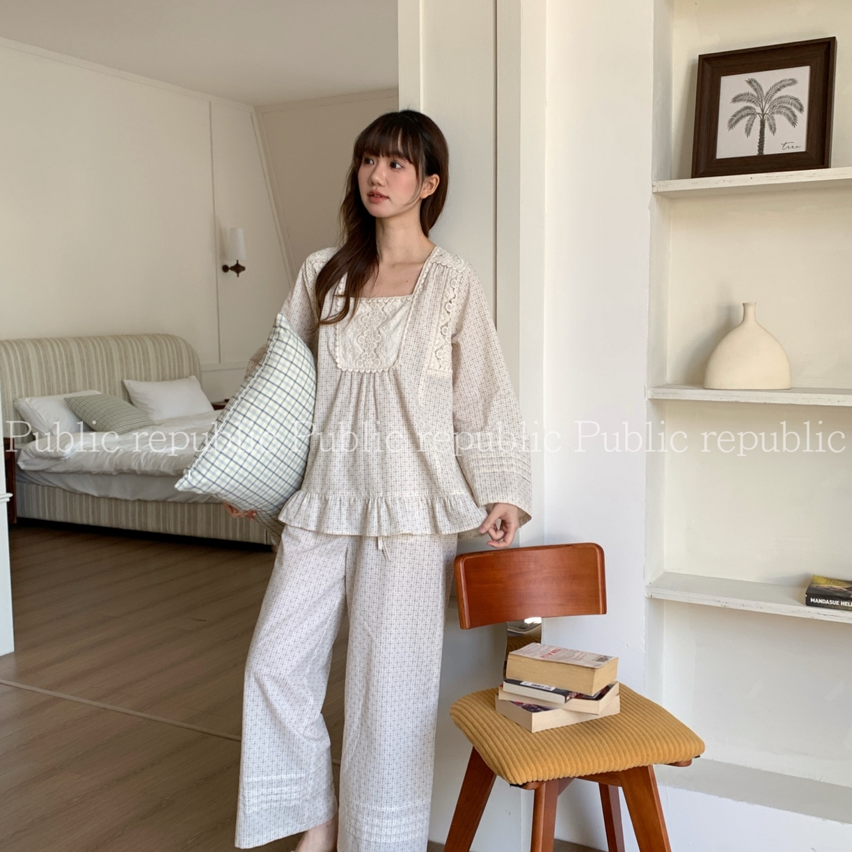 （总）妍景家居生活馆 2026新款韩系方领刺绣印花套装