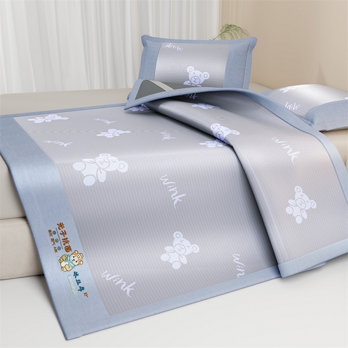 爱宝被业 2026新款凉感冰丝席三件套 布朗熊-兰