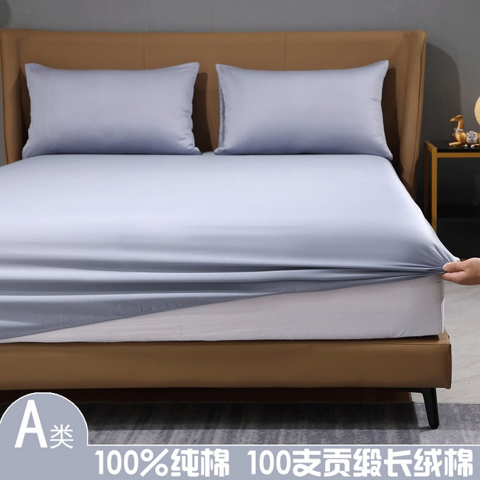 91家纺网 家纺一手货源 找家纺 （总）晶缦家纺 2026新全棉A类纯棉100支贡缎长绒棉纯色多规格单床笠 床笠单件-绮云系列