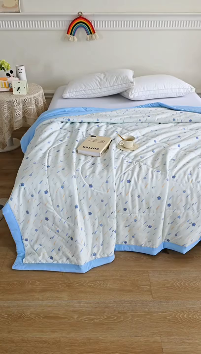 91家纺网 家纺一手货源 找家纺 欧朵 2026新款A类水洗棉夏被系列 流星雨