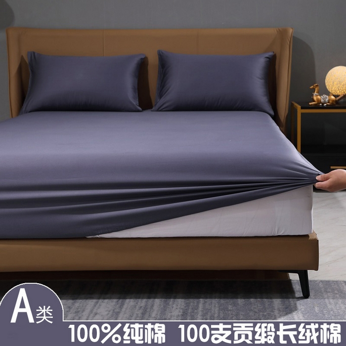 91家纺网 家纺一手货源 找家纺 （总）晶缦家纺 2026新全棉A类纯棉100支贡缎长绒棉纯色多规格单床笠 床笠单件-绮云系列