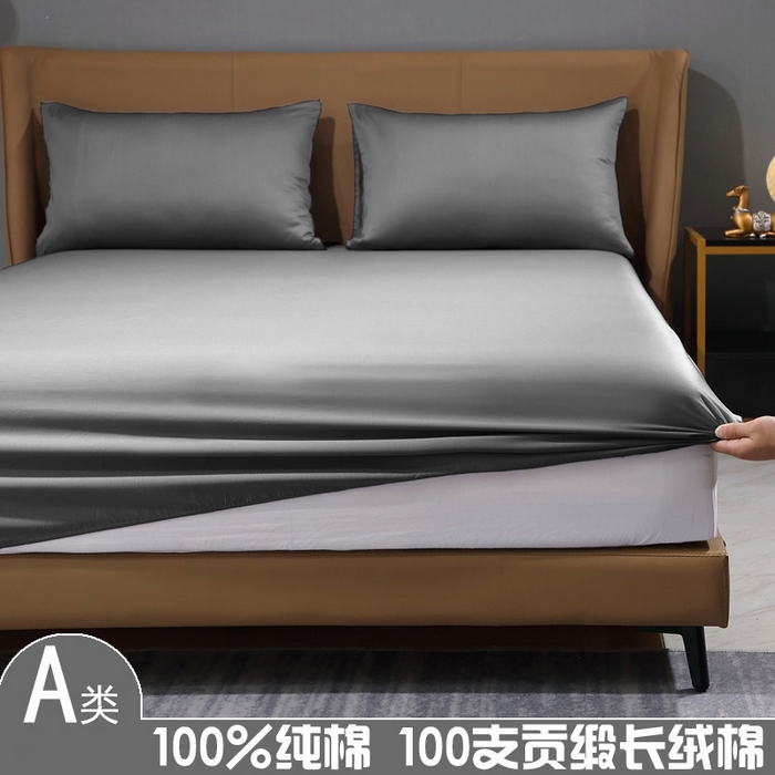 91家纺网 家纺一手货源 找家纺 （总）晶缦家纺 2026新全棉A类纯棉100支贡缎长绒棉纯色多规格单床笠 床笠单件-绮云系列