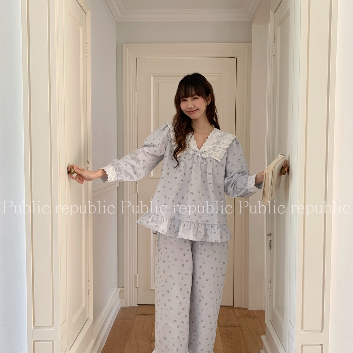 91家纺网 家纺一手货源 找家纺 （总）妍景家居生活馆 2026新款韩系蕾丝V领荷叶边印花套装