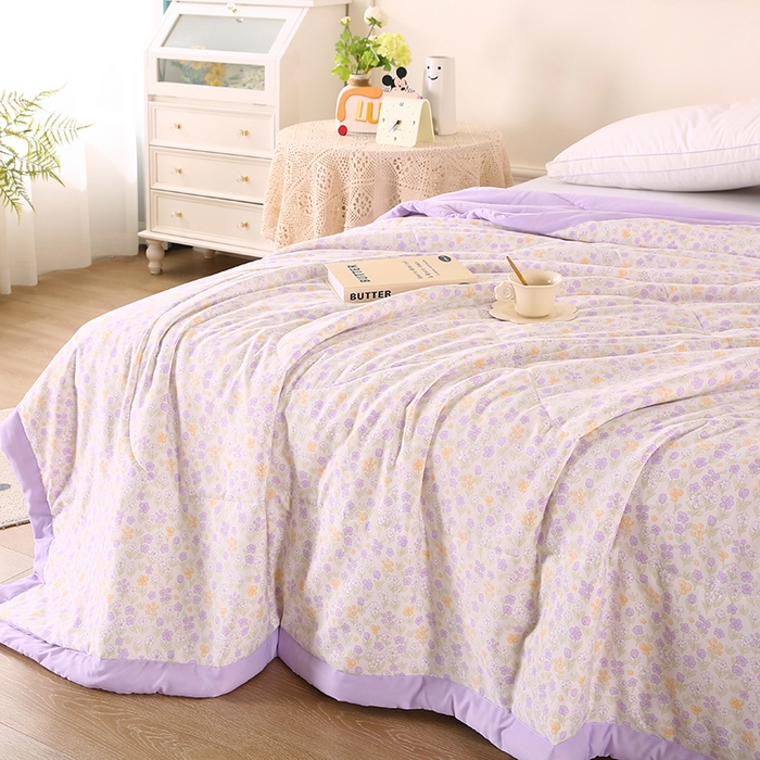 91家纺网 家纺一手货源 找家纺 欧朵 2026新款A类水洗棉夏被系列 琉璃花畔