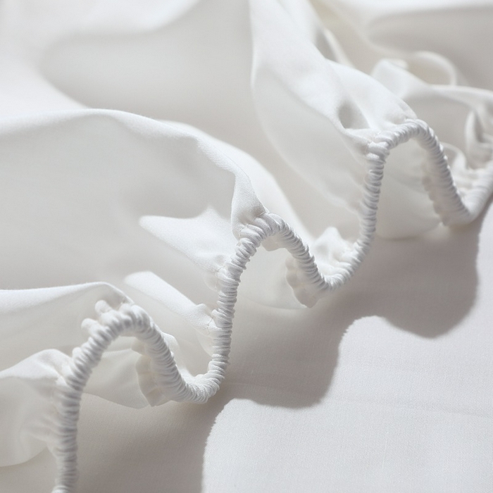 91家纺网 家纺一手货源 找家纺 晶缦家纺 2026新全棉A类纯棉100支贡缎长绒棉纯色多规格单床笠 床笠单件-绮云系列 绮云-本白色