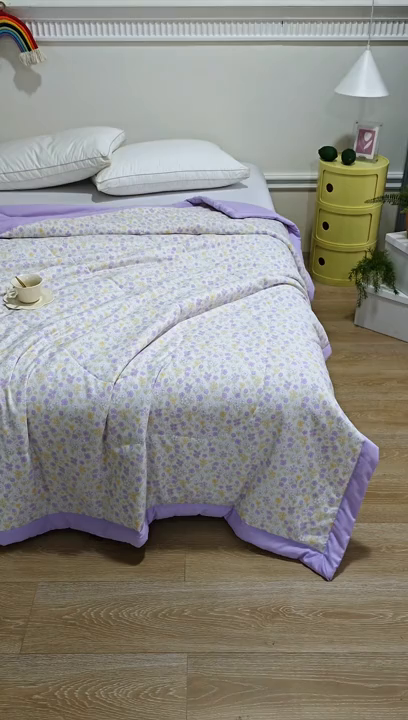 91家纺网 家纺一手货源 找家纺 欧朵 2026新款A类水洗棉夏被系列 琉璃花畔