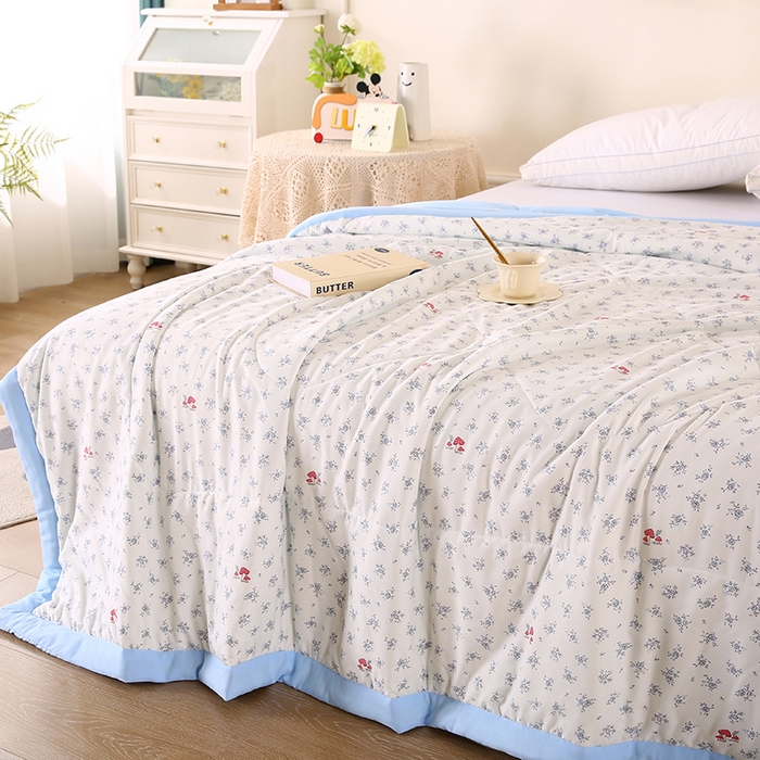 91家纺网 家纺一手货源 找家纺 欧朵 2026新款A类水洗棉夏被系列 蘑菇花