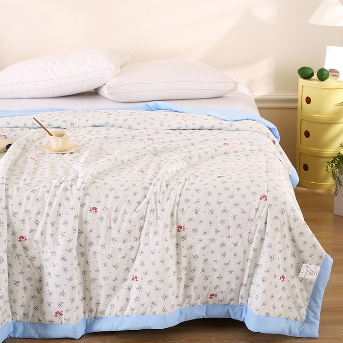 91家纺网 家纺一手货源 找家纺 欧朵 2026新款A类水洗棉夏被系列 蘑菇花