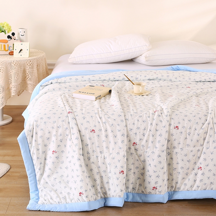 91家纺网 家纺一手货源 找家纺 欧朵 2026新款A类水洗棉夏被系列 蘑菇花