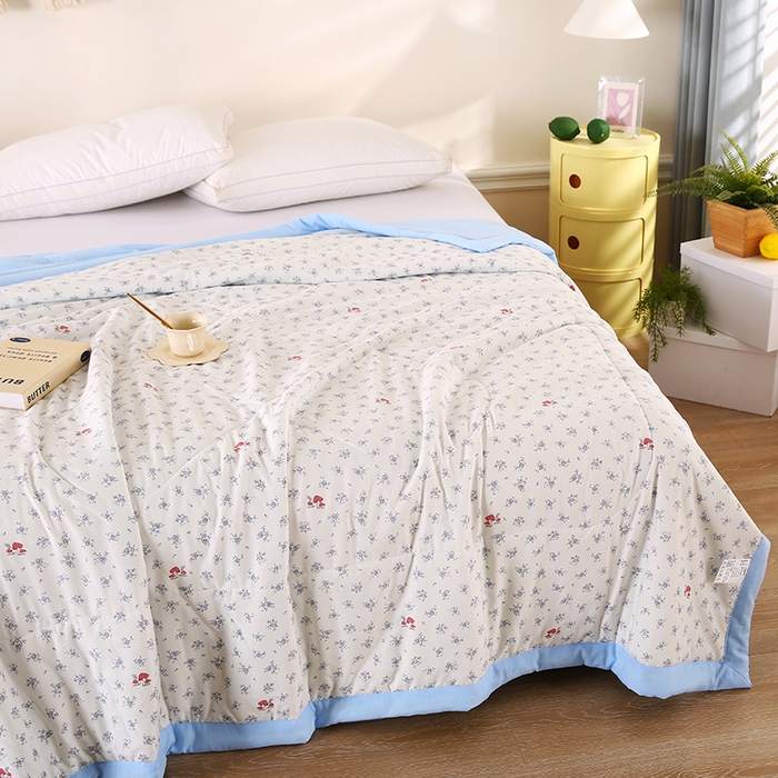 91家纺网 家纺一手货源 找家纺 欧朵 2026新款A类水洗棉夏被系列 蘑菇花