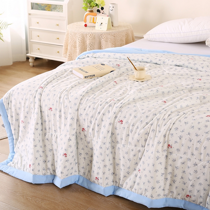 91家纺网 家纺一手货源 找家纺 欧朵 2026新款A类水洗棉夏被系列 蘑菇花